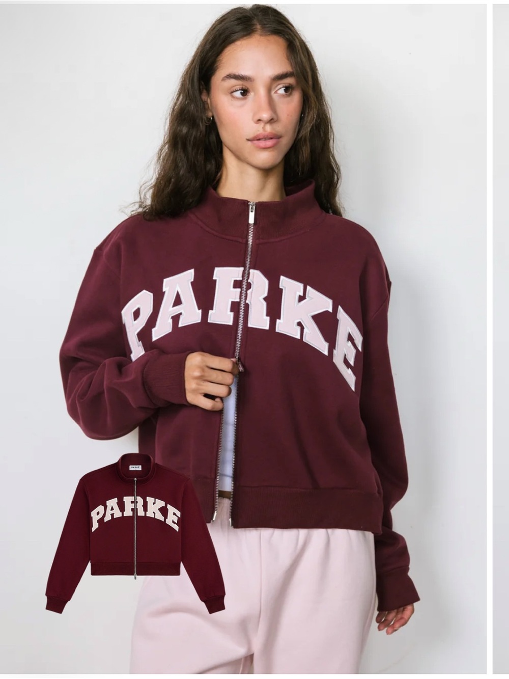 PARKE Mulled Zip Up Varsity Mockneck S/M